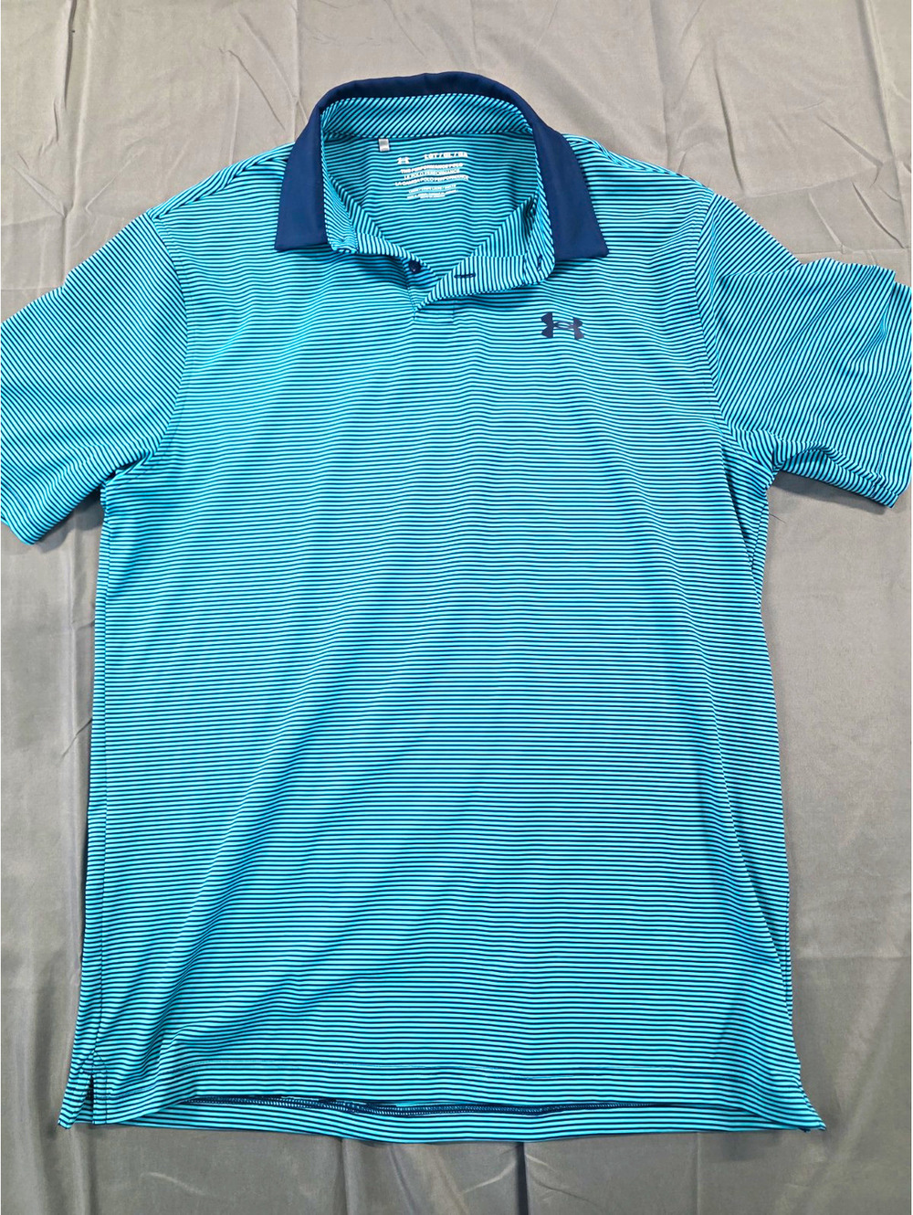Under Armour The Performance Polo Men’s L Blue/Navy Striped Stretch Golf Polo